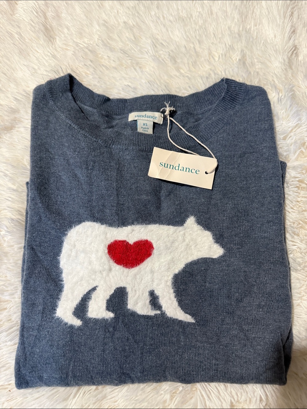 Sundance Women's Blue Bear Heart Sweater